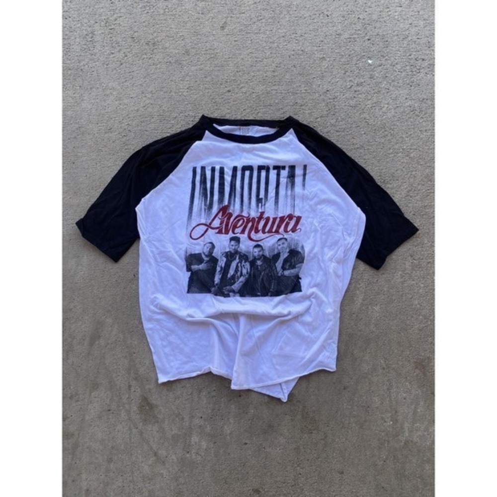 Aventura Inmortal Tour 2020 Shirt Mens XL‎ Black White Raglan Bachata Band Tee